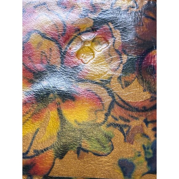 Patricia Nash Leather Tote Purse With Floral Print & Braided Handles - Picture 10 of 11